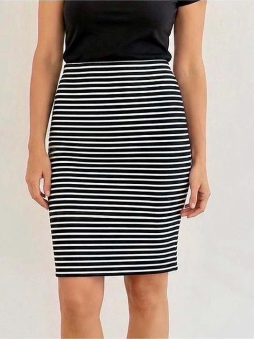 LOFT Black and White Striped Skirt